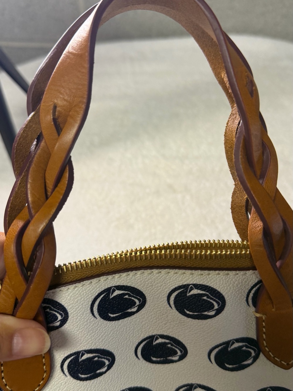 Dooney & Bourke Navy & White Signature Celeste Satchel w/ Penn State Nitany logo - Picture 6 of 6